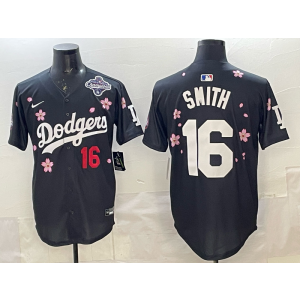 MLB Dodgers 16 Smith Black 2025 World Series Champion Nike Cool Base Men Jersey MLB Dodgers 16 Smith Black 2025 World Series Champion Nike Cool Base Men Jersey