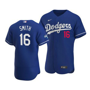 MLB Dodgers 16 Will Smith Royal 2020 World Series Champions Flexbase Men Jersey