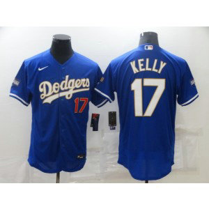 MLB Dodgers 17 Joe Kelly Blue Gold Nike FlexBase Men Jersey