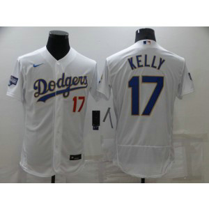MLB Dodgers 17 Joe Kelly White Gold 2020 World Series Nike Flexbase Men Jersey