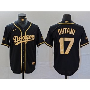 MLB Dodgers 17 Shohei Ohtani Black Gold Nike Cool Base Men Jersey