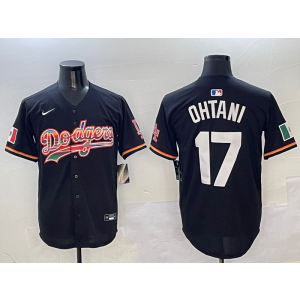 MLB Dodgers 17 Shohei Ohtani Black Rainbow Nike Cool Base Men Jersey MLB Dodgers 17 Shohei Ohtani Black Rainbow Nike Cool Base Men Jersey