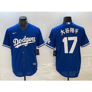 MLB Dodgers 17 Shohei Ohtani Blue Cool Base Men Jersey