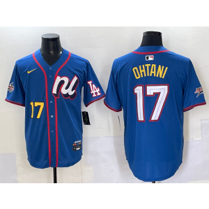 MLB Dodgers 17 Shohei Ohtani Blue National League 2025 All Star Nike Cool Base Men Jersey
