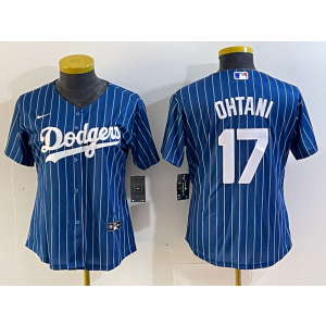 MLB Dodgers 17 Shohei Ohtani Blue Nike Cool Base Women Jersey