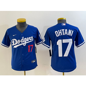 MLB Dodgers 17 Shohei Ohtani Blue Nike Cool Base Youth Jersey