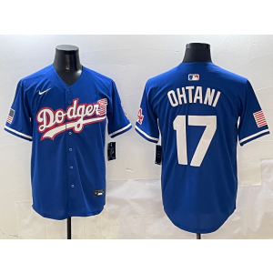 MLB Dodgers 17 Shohei Ohtani Blue USA Flag Nike Cool Base Men Jersey MLB Dodgers 17 Shohei Ohtani Blue USA Flag Nike Cool Base Men Jersey