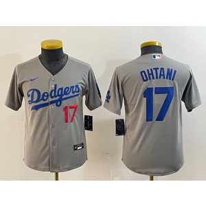 MLB Dodgers 17 Shohei Ohtani Grey Nike Cool Base Youth Jersey MLB Dodgers 17 Shohei Ohtani Grey Nike Cool Base Youth Jersey