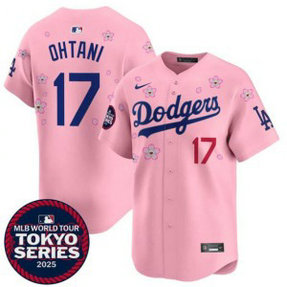 MLB Dodgers 17 Shohei Ohtani Pink 2025 Tokyo Series Nike Cool Base Men Jersey MLB Dodgers 17 Shohei Ohtani Pink 2025 Tokyo Series Nike Cool Base Men Jersey
