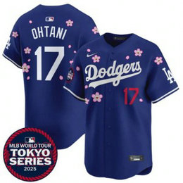 MLB Dodgers 17 Shohei Ohtani Royal 2025 Tokyo Series Nike Cool Base Men Jersey MLB Dodgers 17 Shohei Ohtani Royal 2025 Tokyo Series Nike Cool Base Men Jersey