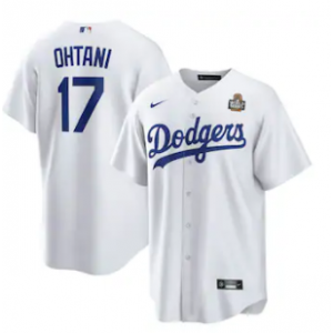 MLB Dodgers 17 Shohei Ohtani White 2024 World Series Nike Cool Base Men Jersey