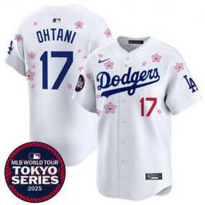 MLB Dodgers 17 Shohei Ohtani White 2025 Tokyo Series Nike Cool Base Men Jersey MLB Dodgers 17 Shohei Ohtani White 2025 Tokyo Series Nike Cool Base Men Jersey