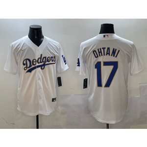 MLB Dodgers 17 Shohei Ohtani White Gold Nike Cool Base Men Jersey MLB Dodgers 17 Shohei Ohtani White Gold Nike Cool Base Men Jersey