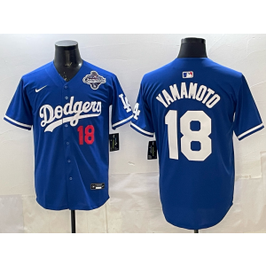 MLB Dodgers 18 Yamamoto Blue 2025 World Series Champion Nike Cool Base Men Jersey