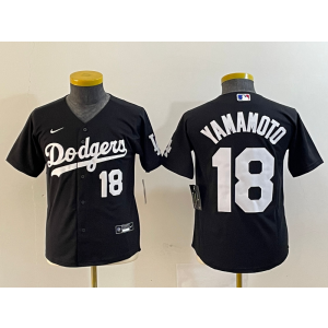 MLB Dodgers 18 Yoshinobu Yamamoto Black Nike Cool Base Women Jersey