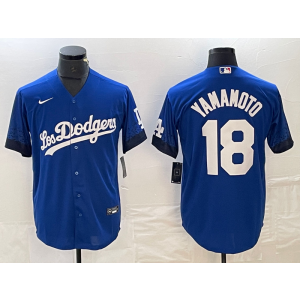 MLB Dodgers 18 Yoshinobu Yamamoto Blue City Connect Cool Base Men Jersey MLB Dodgers 18 Yoshinobu Yamamoto Blue City Connect Cool Base Men Jersey