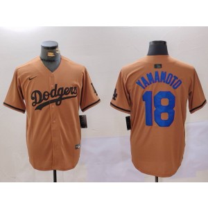 MLB Dodgers 18 Yoshinobu Yamamoto Brown Nike Cool Base Men Jersey