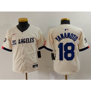 MLB Dodgers 18 Yoshinobu Yamamoto Cream 2024 City Connect Nike Cool Base Youth Jersey MLB Dodgers 18 Yoshinobu Yamamoto Cream 2024 City Connect Nike Cool Base Youth Jersey