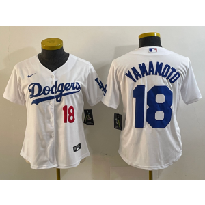 MLB Dodgers 18 Yoshinobu Yamamoto Nike Cool Base Women Jersey