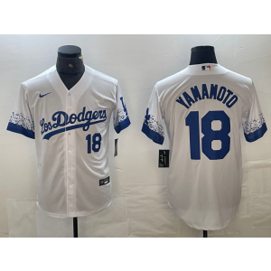 MLB Dodgers 18 Yoshinobu Yamamoto White City Connect Cool Base Men Jersey MLB Dodgers 18 Yoshinobu Yamamoto White City Connect Cool Base Men Jersey
