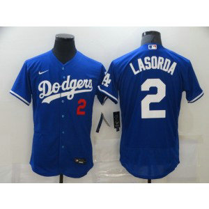 MLB Dodgers 2 Tommy Lasorda Blue World Series Nike Flexbase Men Jersey