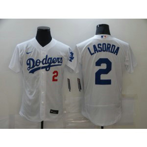 MLB Dodgers 2 Tommy Lasorda White World Series Nike Flexbase Men Jersey