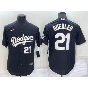 MLB Dodgers 21 Walker Buehler Black Nike Cool Base Baseball Men Jersey