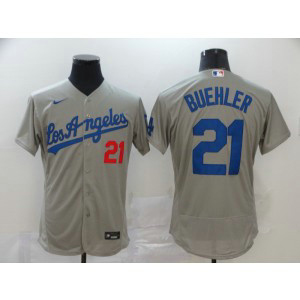 MLB Dodgers 21 Walker Buehler Grey 2020 Nike Flexbase Men Jersey