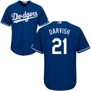 MLB Dodgers 21 Yu Darvish Blue Cool Base Men Jersey