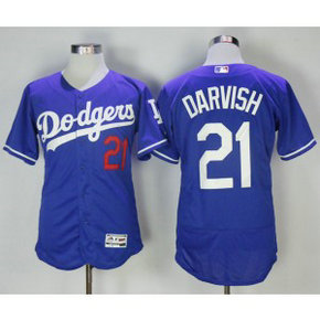 MLB Dodgers 21 Yu Darvish Blue Flexbase Men Jersey