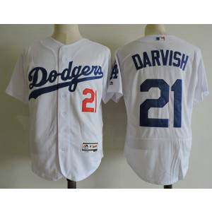 MLB Dodgers 21 Yu Darvish White Flexbase Men Jersey