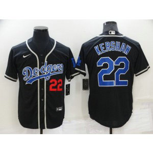 MLB Dodgers 22 Clayton Kershaw Black Nike Cool Base Men Jersey