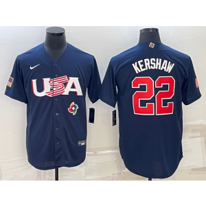 MLB Dodgers 22 Clayton Kershaw Blue 2023 World Series Men Jersey
