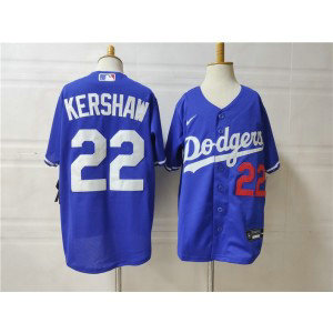 MLB Dodgers 22 Clayton Kershaw Blue Nike Cool Base Youth Jersey