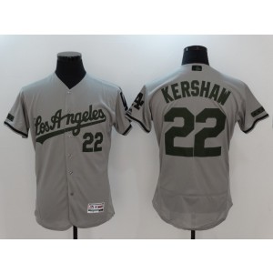 MLB Dodgers 22 Clayton Kershaw Grey Nike Cool Base Men Jersey