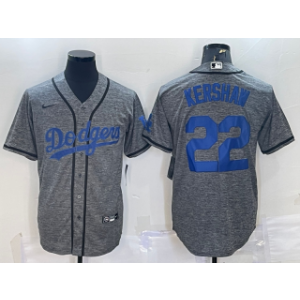MLB Dodgers 22 Clayton Kershaw Grey Nike Cool Base Men Jersey