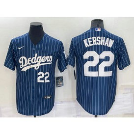 MLB Dodgers 22 Clayton Kershaw Navy Nike Cool Base Men Jersey