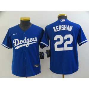 MLB Dodgers 22 Clayton Kershaw Royal Nike Cool Base Youth Jersey