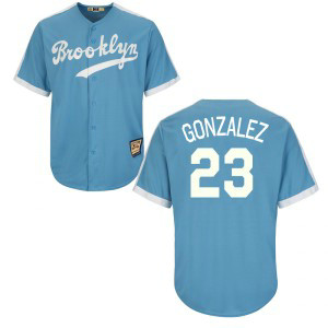 MLB Dodgers 23 Adrian Gonzalez Light Blue Cooperstown Men Jersey