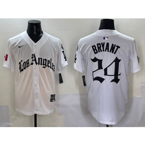 MLB Dodgers 24 Kobe Bryant White Nike Cool Base Men Jersey