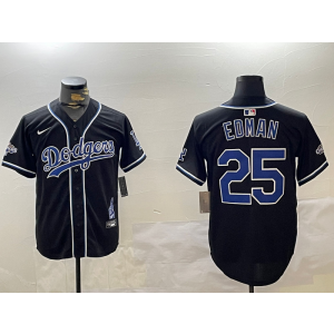 MLB Dodgers 25 Tommy Edman Black 2024 World Series Champion Nike Cool Base Men Jersey MLB Dodgers 25 Tommy Edman Black 2024 World Series Champion Nike Cool Base Men Jersey