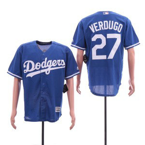 MLB Dodgers 27 Alex Verdugo Blue Cool Base Men Jersey