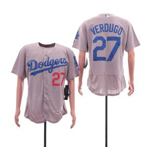 MLB Dodgers 27 Alex Verdugo Gray Flexbase Men Jersey