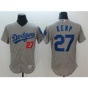 MLB Dodgers 27 Matt Kemp Gray Flexbase Men Jersey