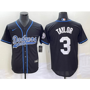 MLB Dodgers 3 Chris Taylor Black Baseball Nike Cool Base Men Jersey