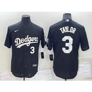 MLB Dodgers 3 Chris Taylor Black Nike Cool Base Baseball Men Jersey