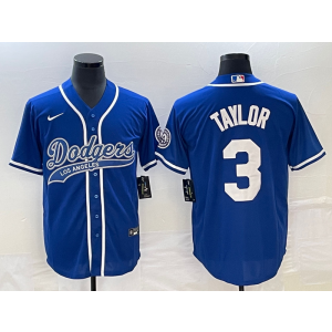 MLB Dodgers 3 Chris Taylor Blue Baseball Nike Cool Base Men Jersey