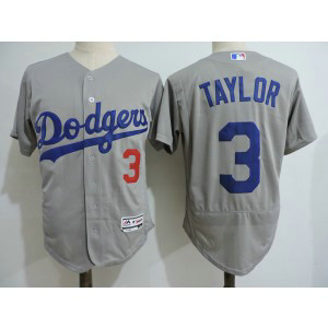 MLB Dodgers 3 Chris Taylor Gray Flexbase Men Jersey