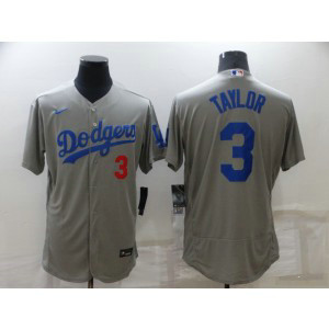 MLB Dodgers 3 Chris Taylor Grey Nike Flexbase Men Jersey