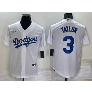 MLB Dodgers 3 Chris Taylor White Nike Cool Base Men Jersey